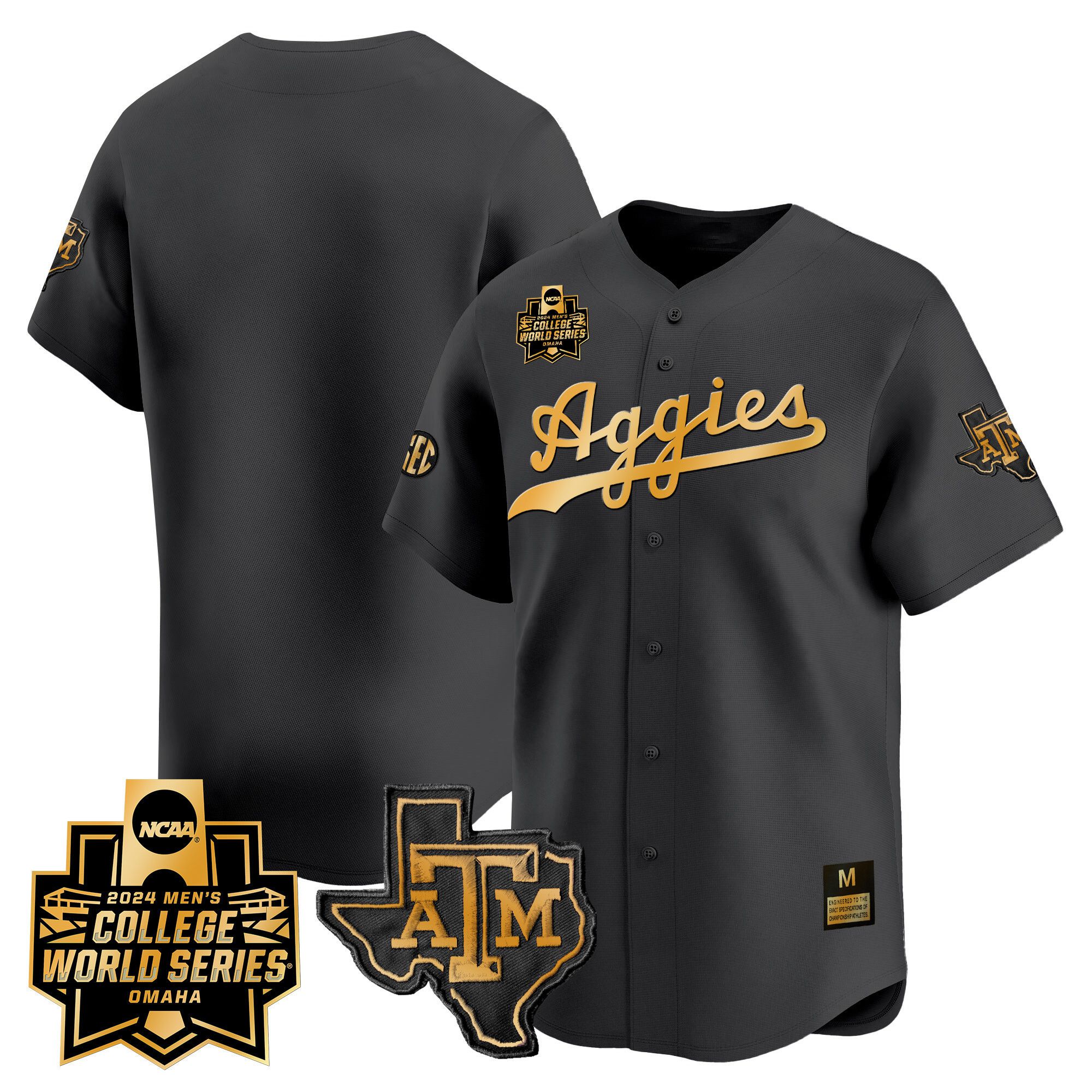 Men Texas A&M Aggies Blank Black 2024 College World Series Vapor Premier Limited NCAA Jersey